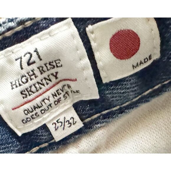 LEVI'S Made & Crafted 721 High Rise Skinny Premium Denim Jeans Sz 25 - Picture 7 of 8